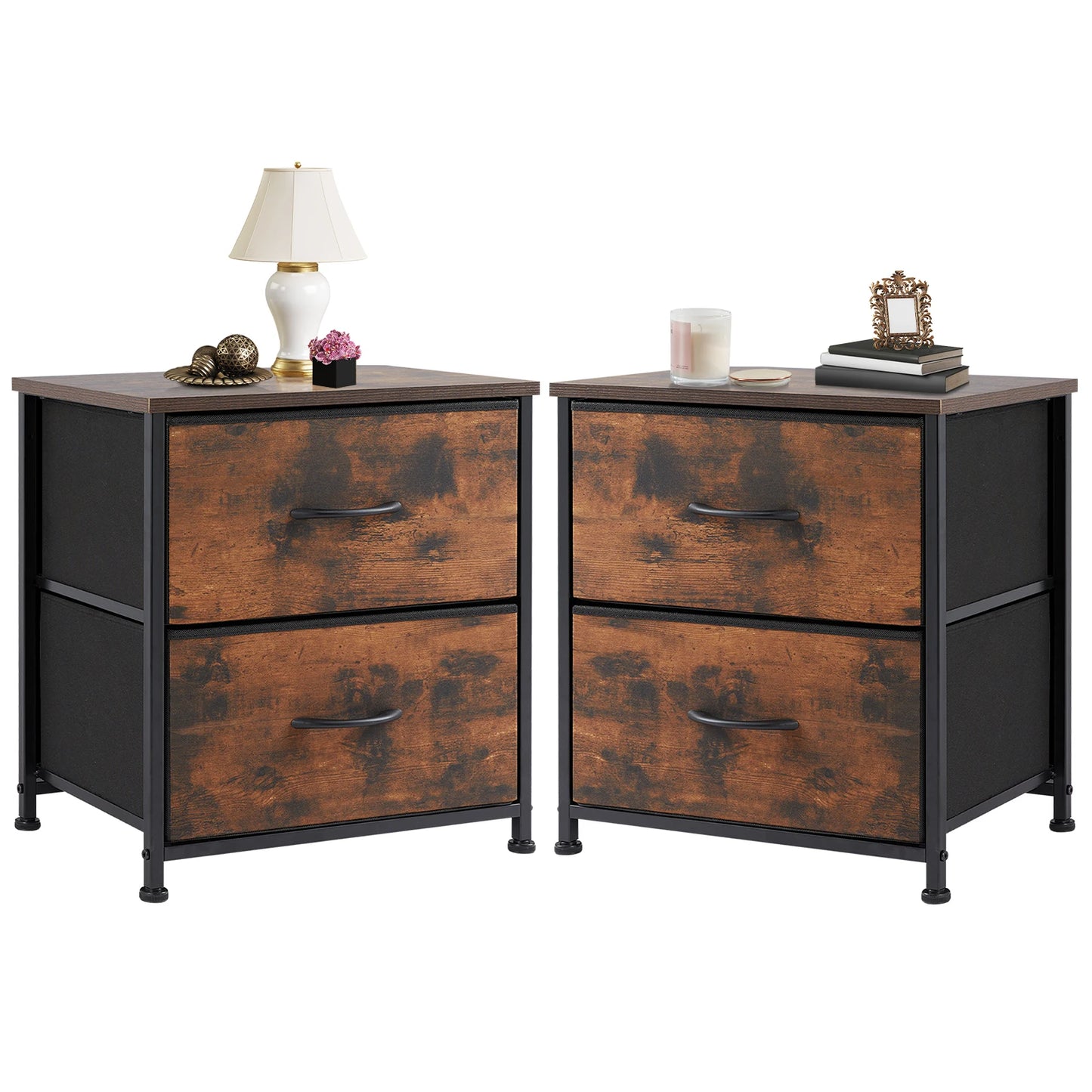 Nightstand, 2 Fabric Drawers