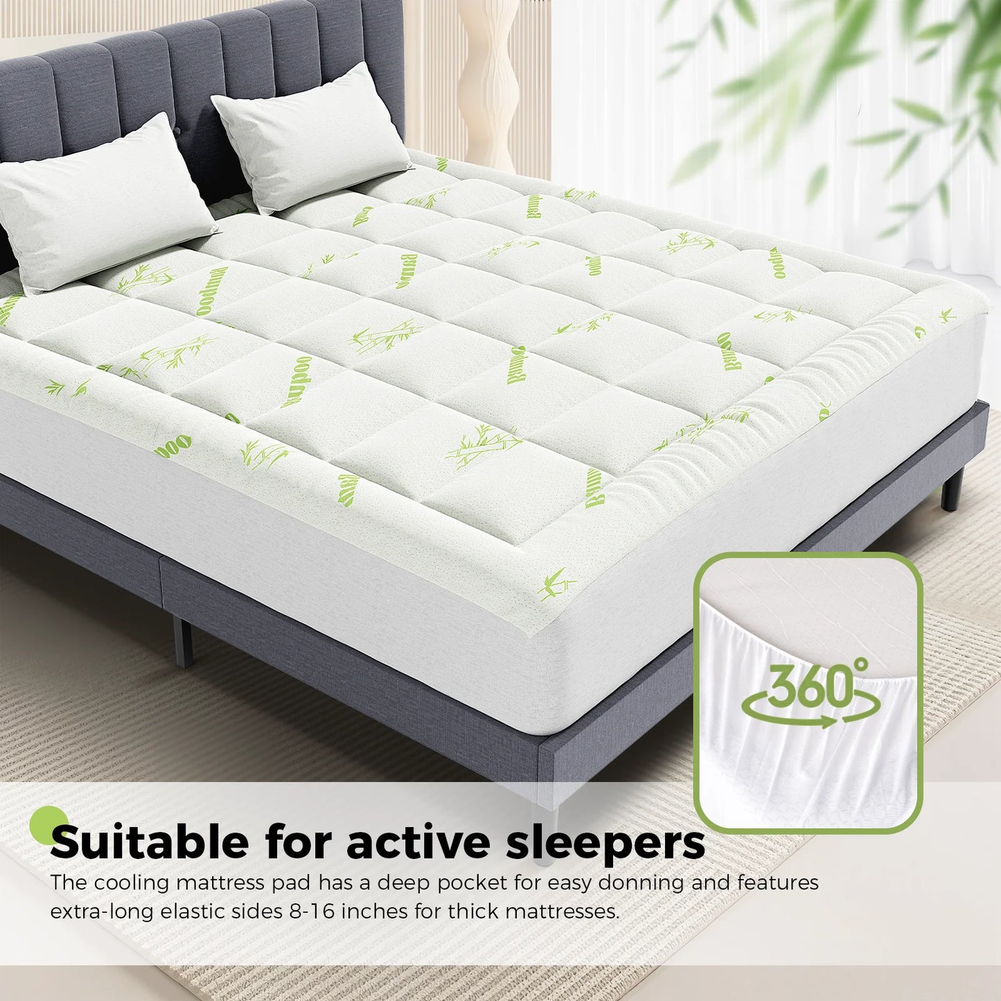 Bamboo Fiber Soft Mattress Topper