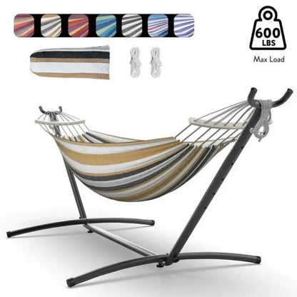 Hammock with Adjustable Stand, Storage Bag, 600lb Capacity