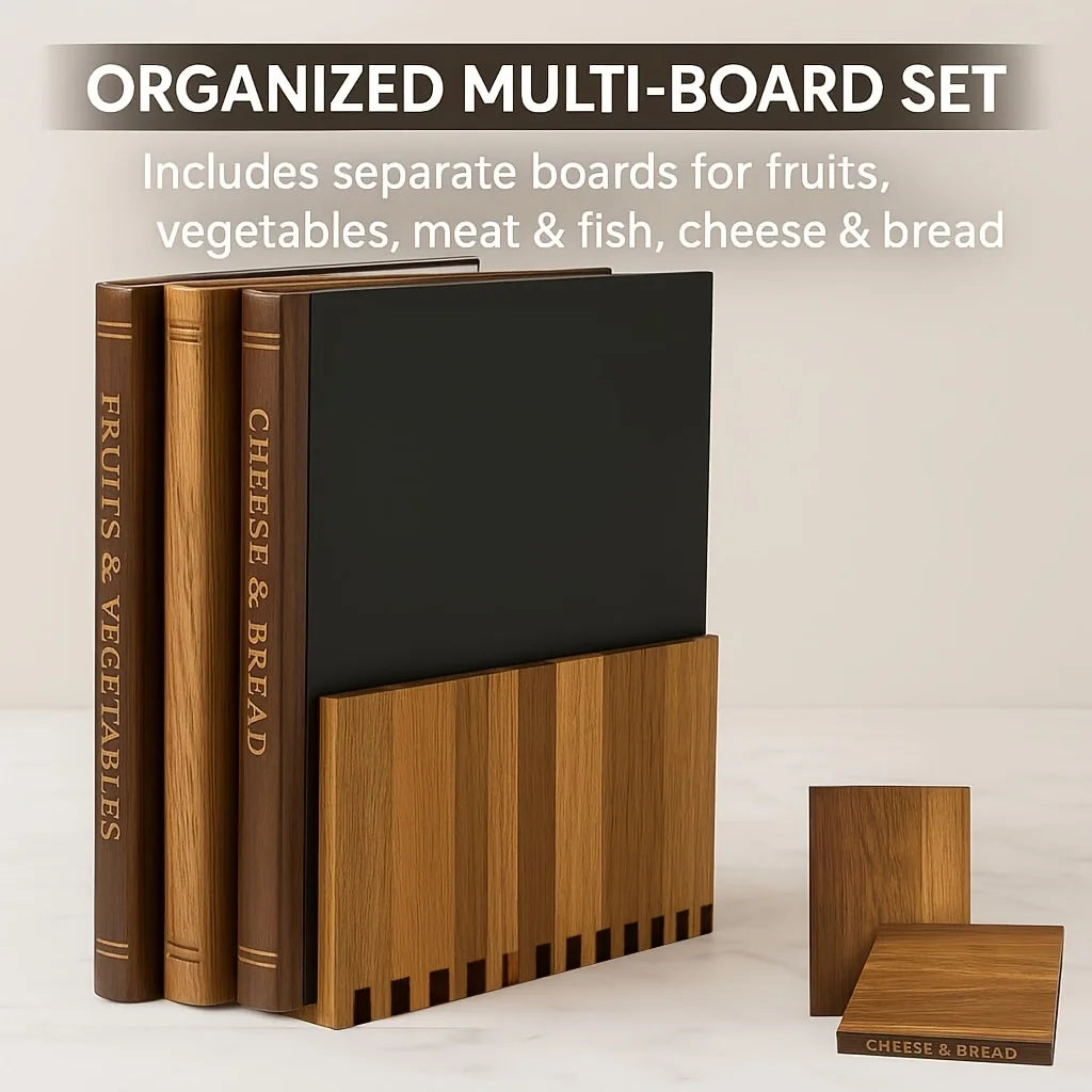 Solid Wood Book Shaped Cutting Board with Wooden Stand