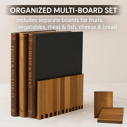 Solid Wood Book Shaped Cutting Board with Wooden Stand