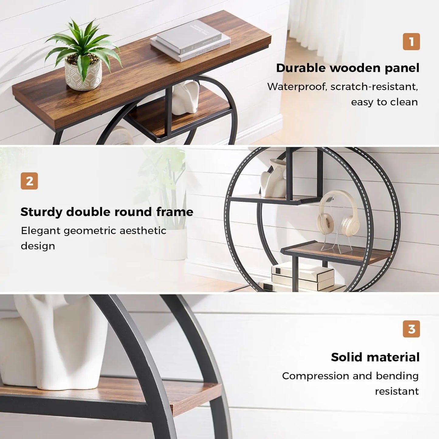 41.3" Industrial 4-Tier Console Table