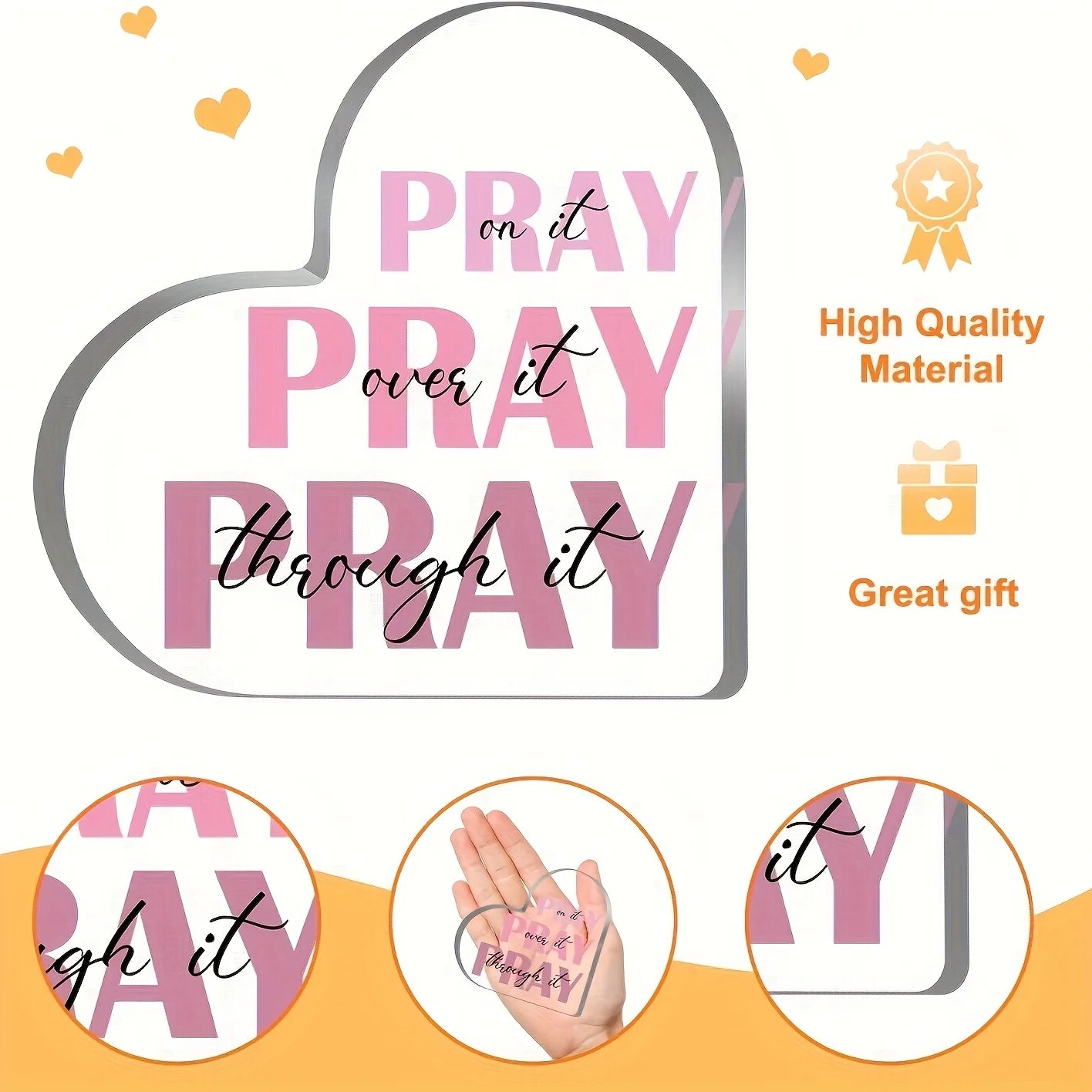 Elegant Heart-Shaped Acrylic Prayer Decor