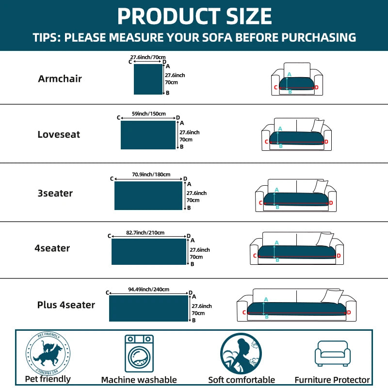 1pc Quilted Sofa Cover Pet-Friendly, Machine Washable