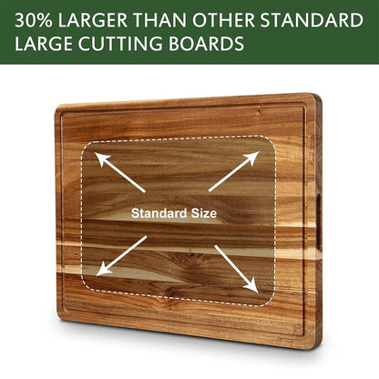 Large Butcher Block Cutting Board with Groove 24 x 18 x1.2 in