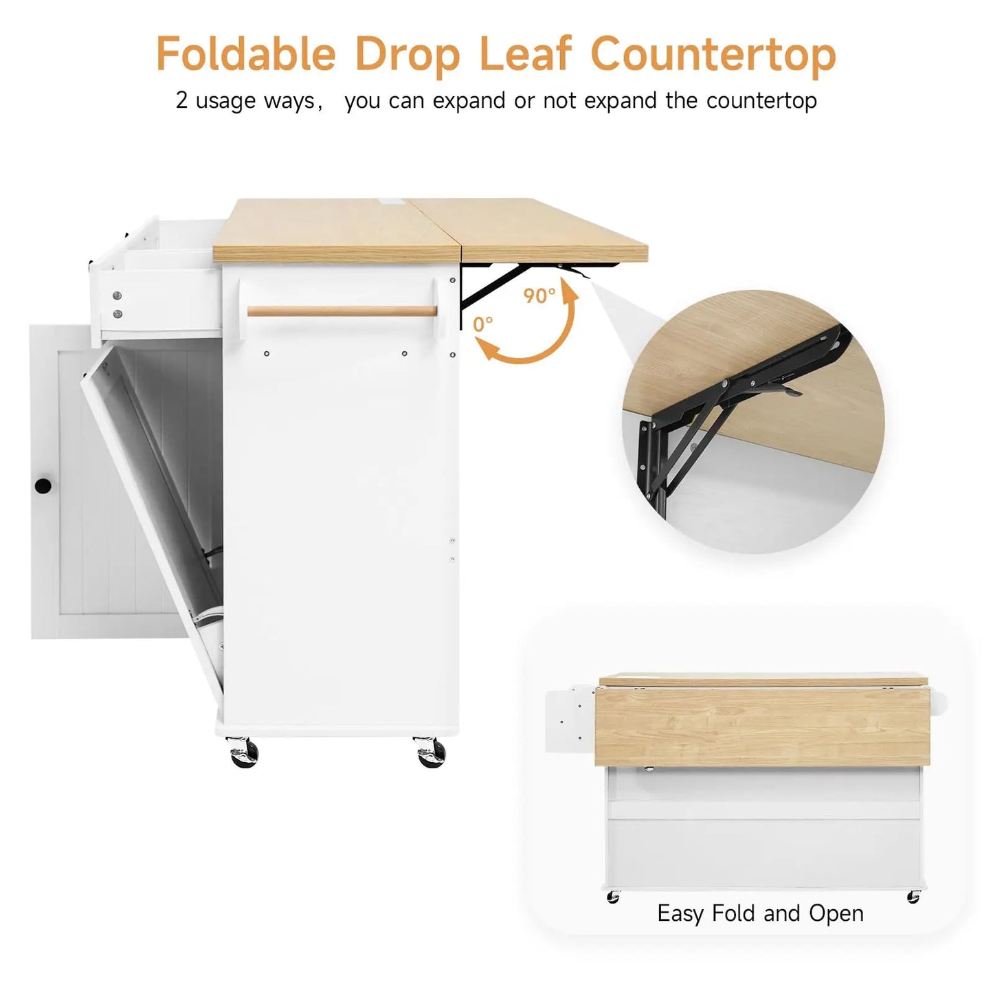 60" Mobile Kitchen Islands Rolling Trolleys Kitchen Island