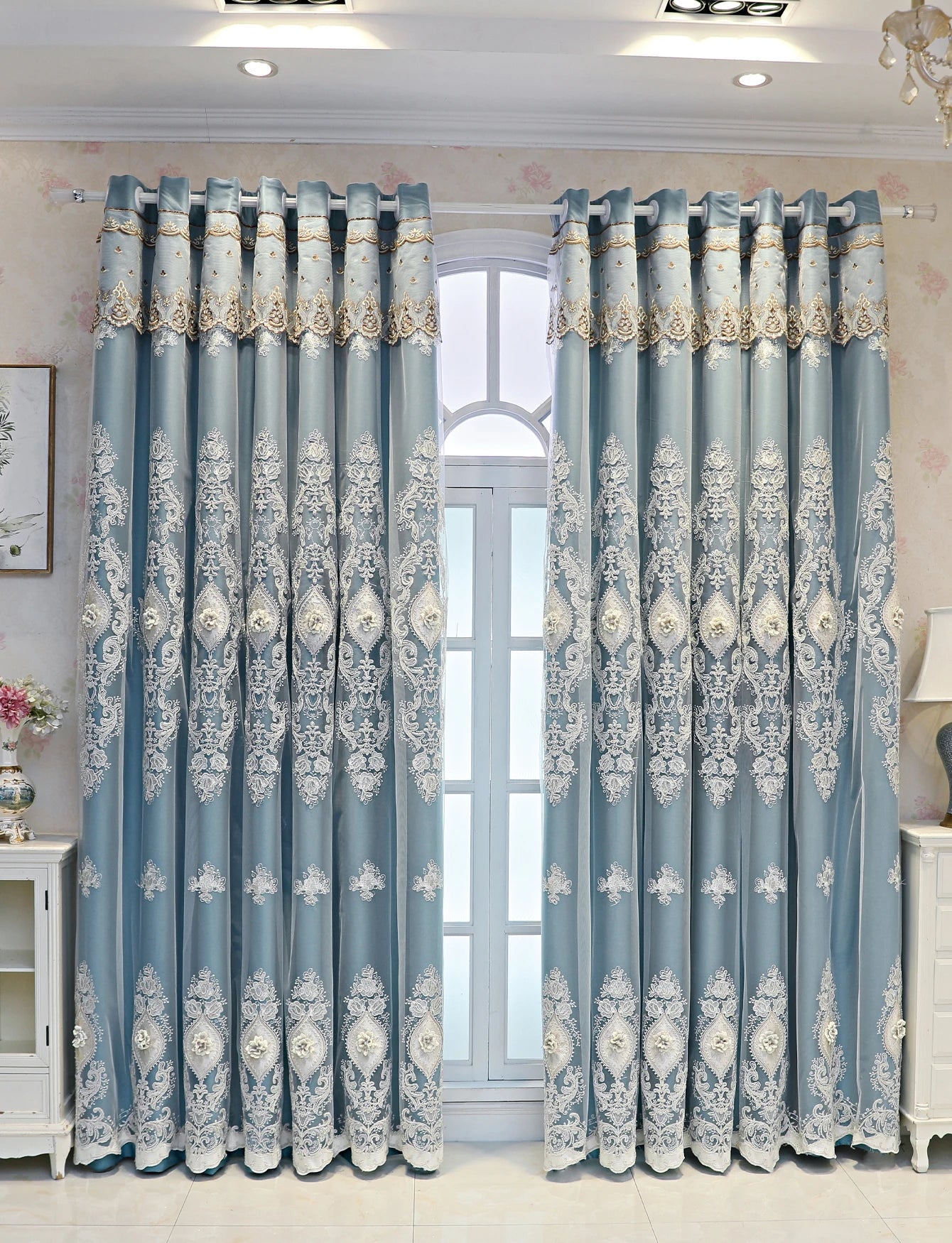 1PC Curtains dual-layer design for privacy and light control