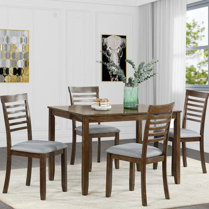 5 Piece Dining Table Set, 4 Upholstered Chairs