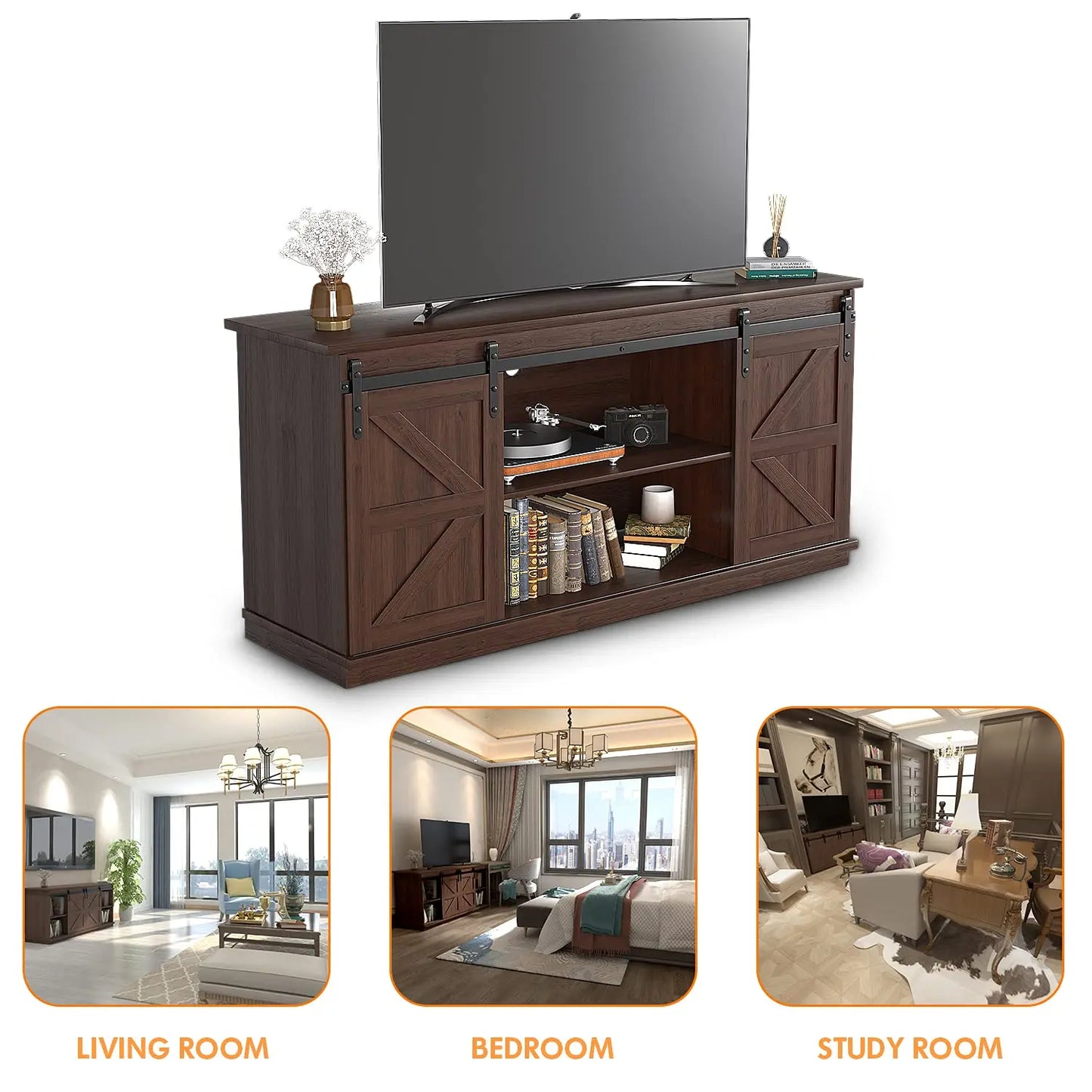 Entertainment Center with Storage Cabinets