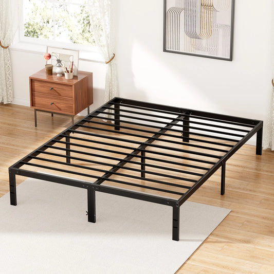 Basic Metal Platform Bed Frame Steel Slat Support 350LBS