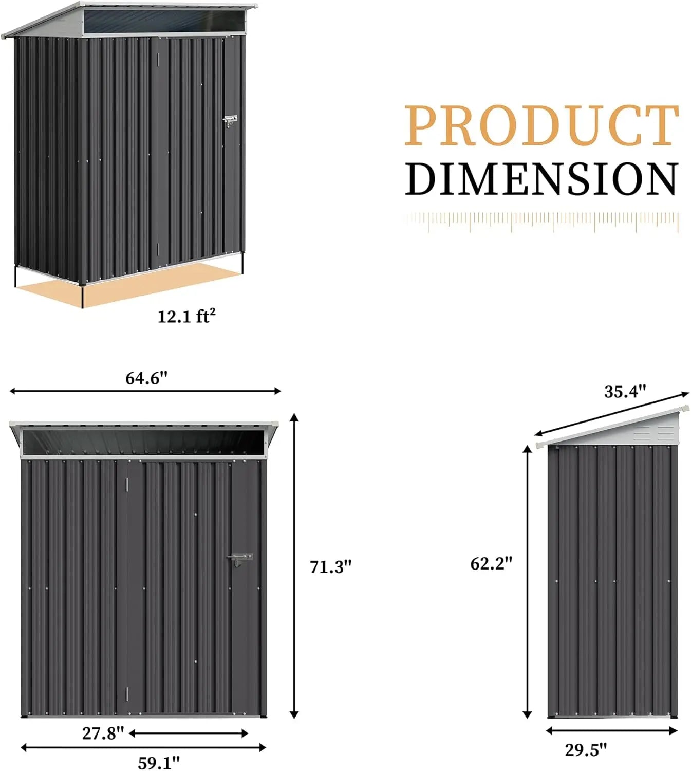 5 x 3 x 6 FT Outdoor Metal Garden Shed