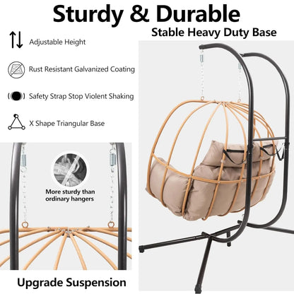 Egg Hanging Swing Chair with Stand and Cushions