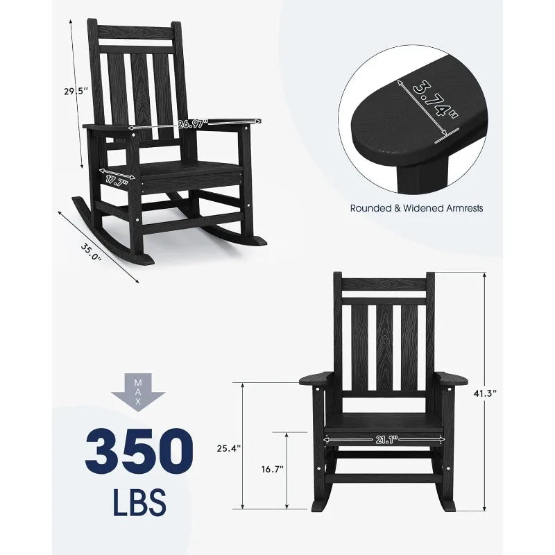 Patio Rocking Chairs, Oversized, All-Weather, HDPE