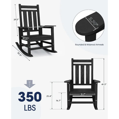 Patio Rocking Chairs, Oversized, All-Weather, HDPE