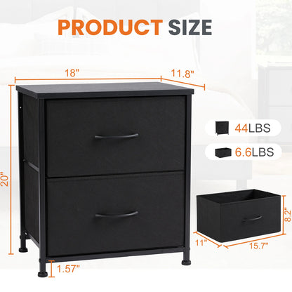 Nightstand, 2 Fabric Drawers