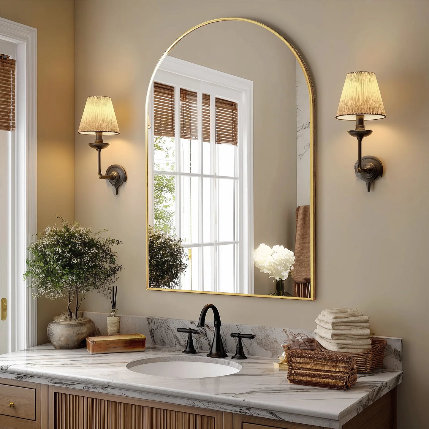 Arched Metal Framed Mirror
