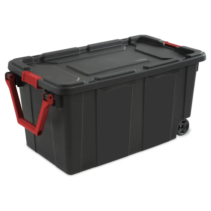 40 Gallon Wheeled Tote Plastic,  Set of 2