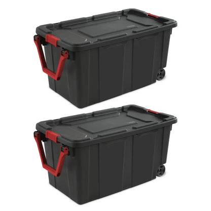 40 Gallon Wheeled Tote Plastic,  Set of 2