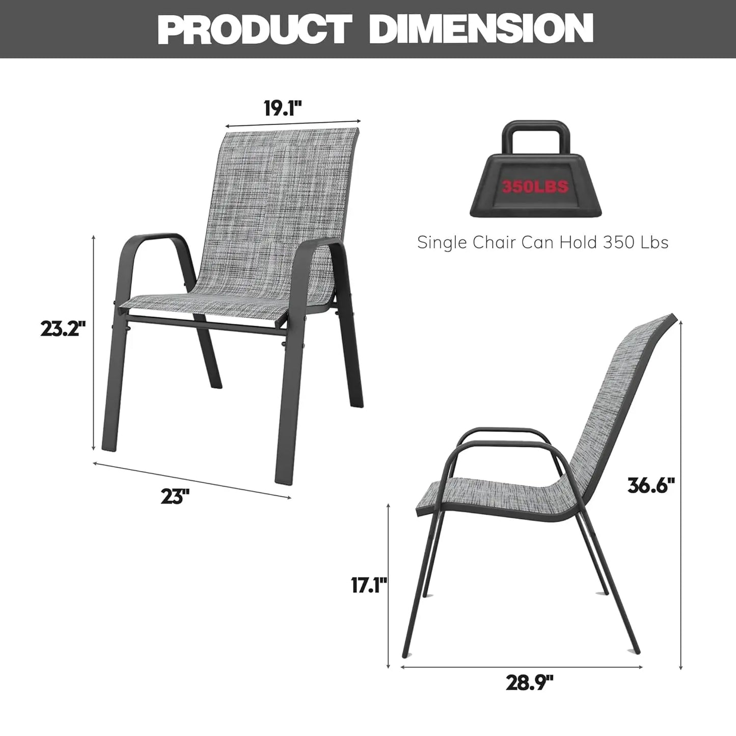 Stackable All-Weather Metal Patio Dining Chairs Set of 6