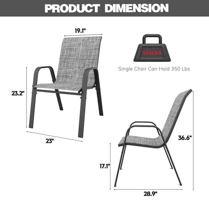 Stackable All-Weather Metal Patio Dining Chairs Set of 6