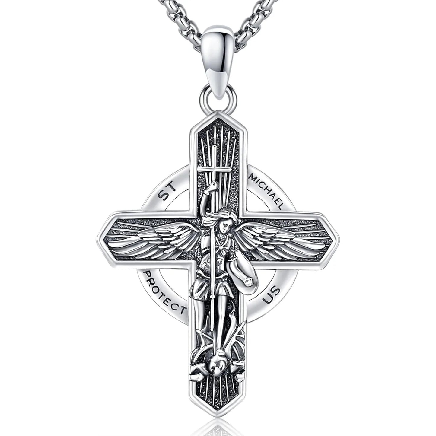 Saint Michael Necklace, Sterling Silver