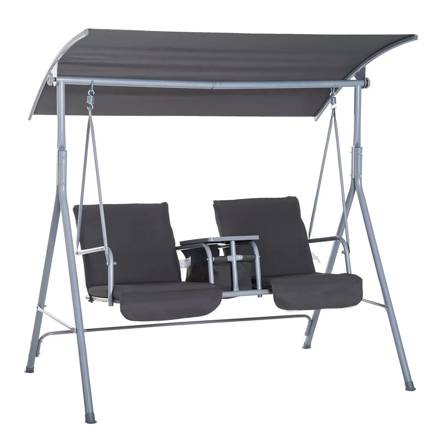 Outdoor Porch Swing with Stand and Canopy