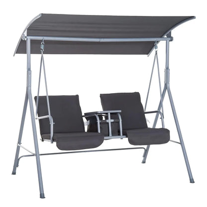 Outdoor Porch Swing with Stand and Canopy