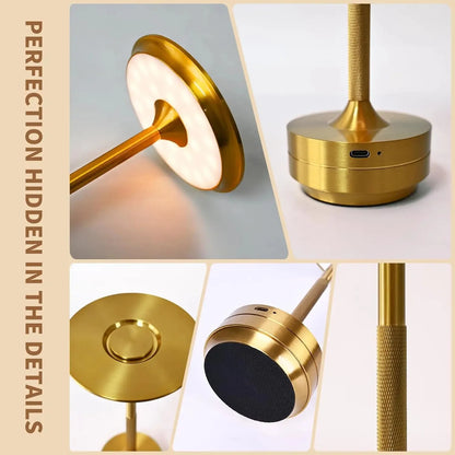 LED Desktop Lamp, Touch Dimming, Metal, USB Recharge
