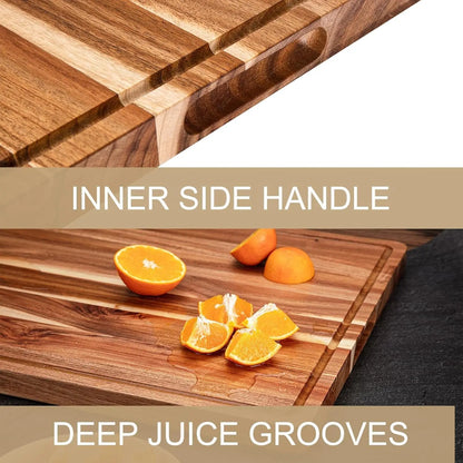 Large Butcher Block Cutting Board with Groove 24 x 18 x1.2 in