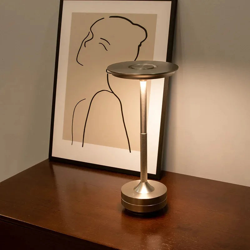 LED Desktop Lamp, Touch Dimming, Metal, USB Recharge