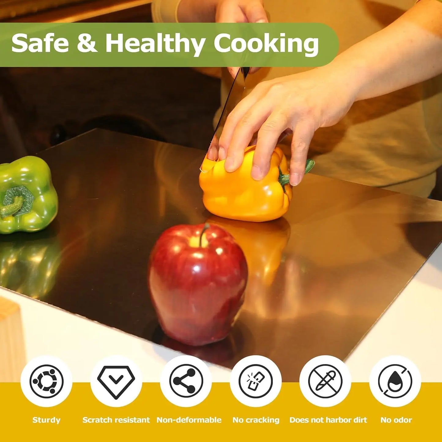 Large Stainless Steel Cutting Board with Lid And Non-Slip Pad