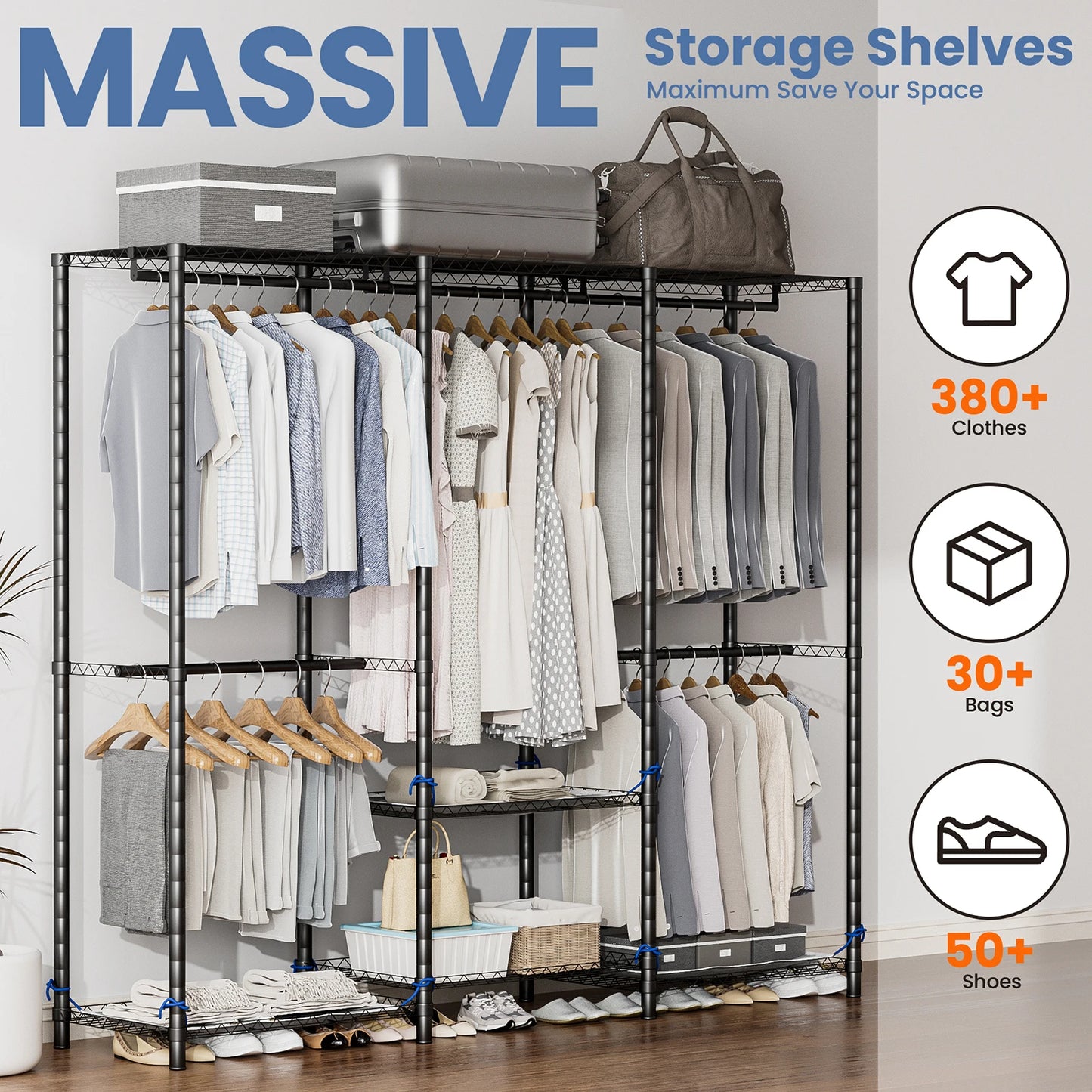 Wardrobe, Storage, Freestanding, Portable, Heavy Duty