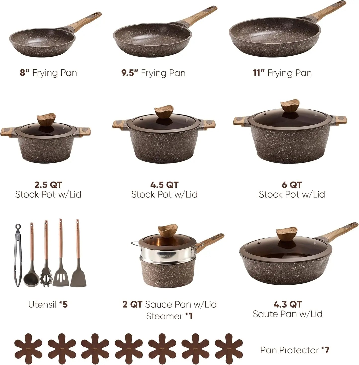 26PCS Non Stick, Induction Cook Ware, PFOA Free