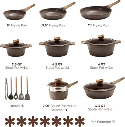 26PCS Non Stick, Induction Cook Ware, PFOA Free