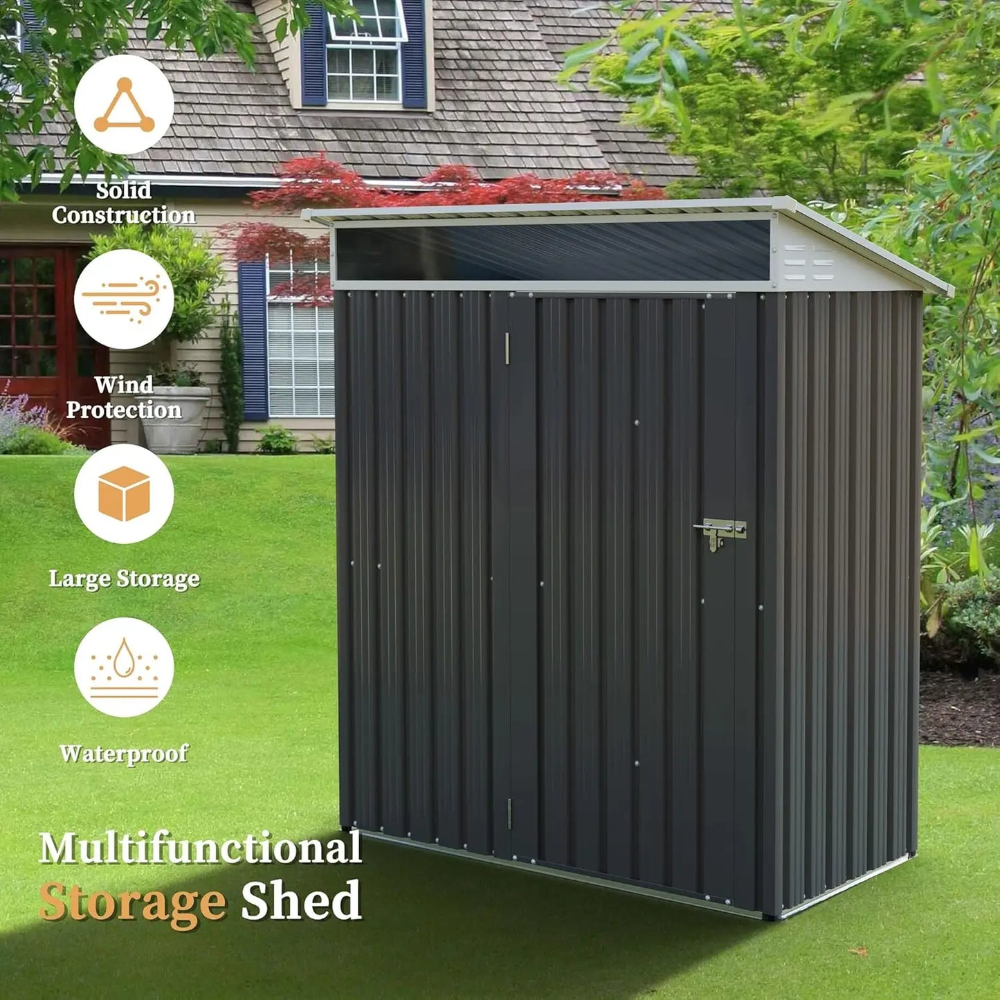 5 x 3 x 6 FT Outdoor Metal Garden Shed