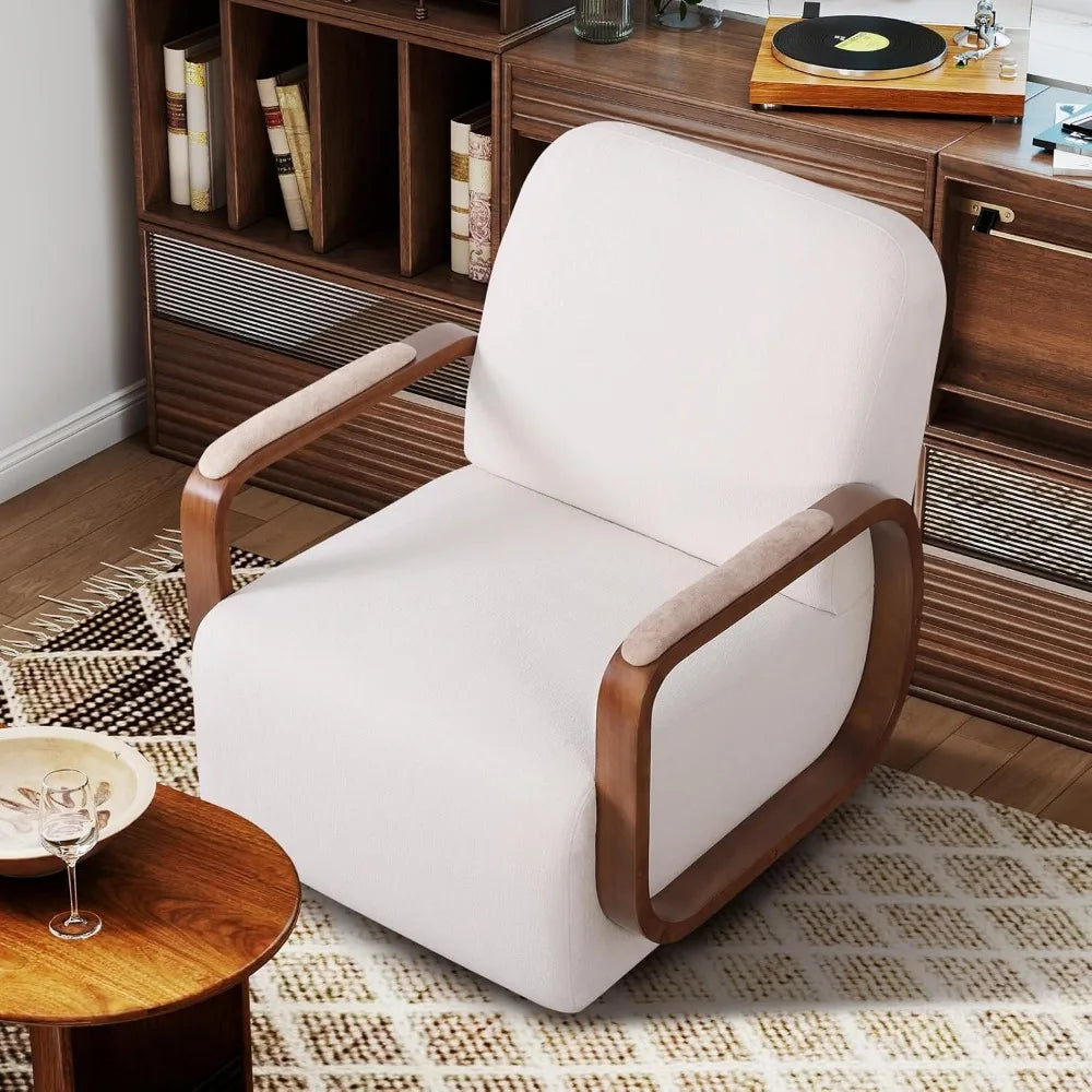360° Swivel Accent Chair with Solid Wood Base