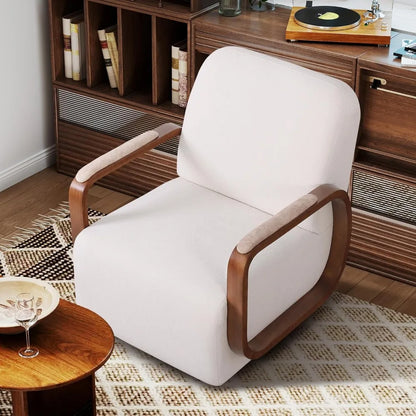 360° Swivel Accent Chair with Solid Wood Base