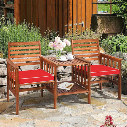Acacia Loveseat & Table Set With 2 Cushions