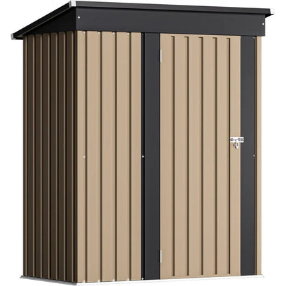 5x3FT Steel Outdoor Garden Storage Shed, Anti-Corrosion Lockable