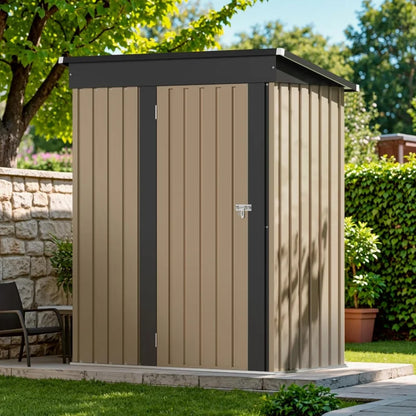 5x3FT Steel Outdoor Garden Storage Shed, Anti-Corrosion Lockable