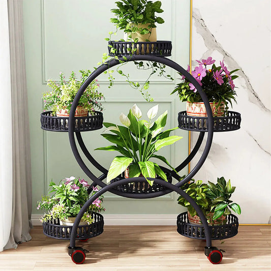 6 Pot Plant Stand on 4-Wheels