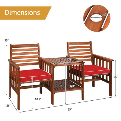Acacia Loveseat & Table Set With 2 Cushions