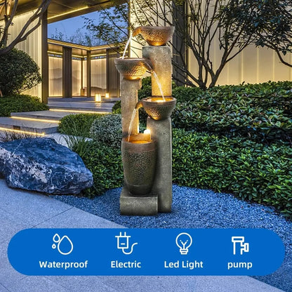 40''H 4-Tier Outdoor Garden Water Fountain