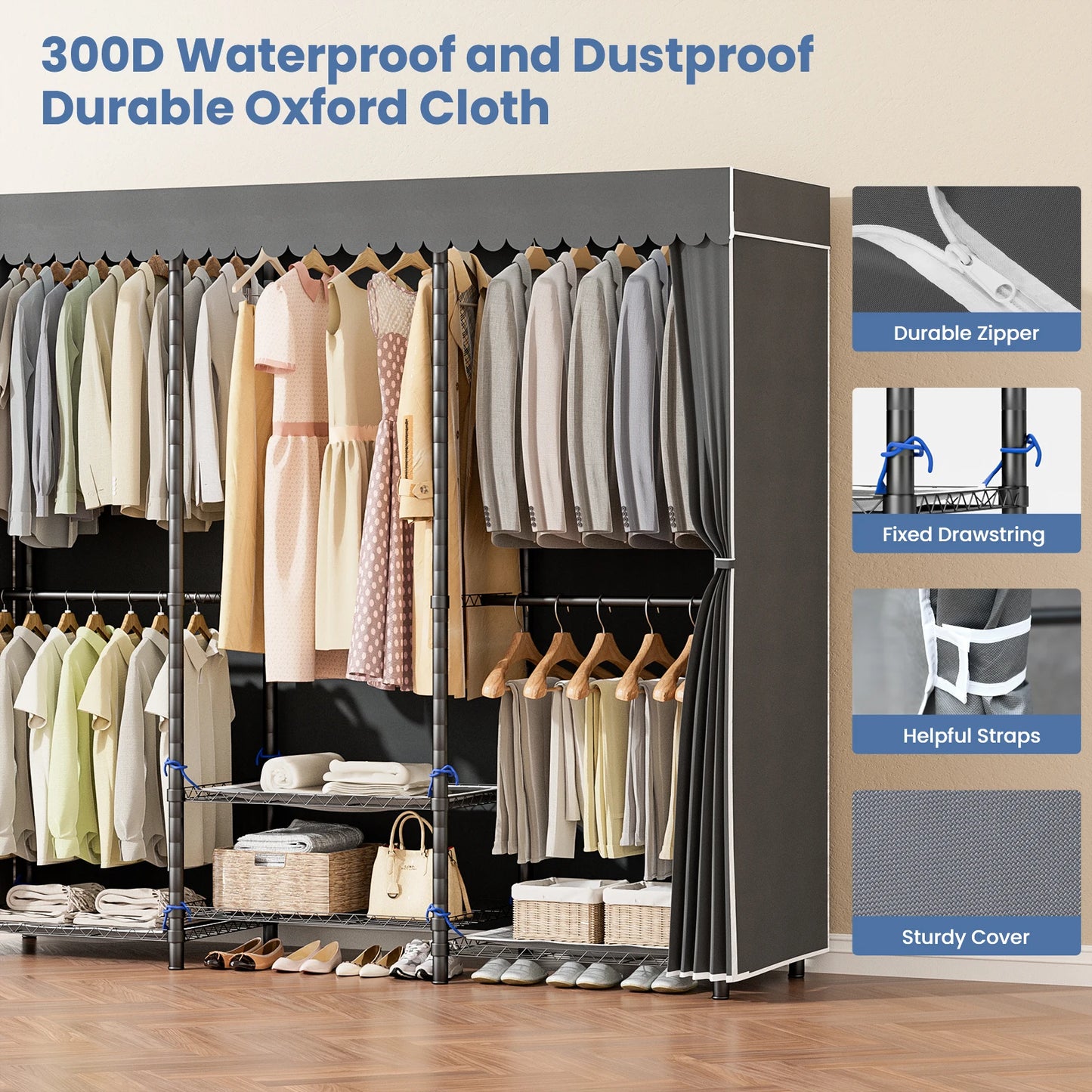 Wardrobe, Storage, Freestanding, Portable, Heavy Duty
