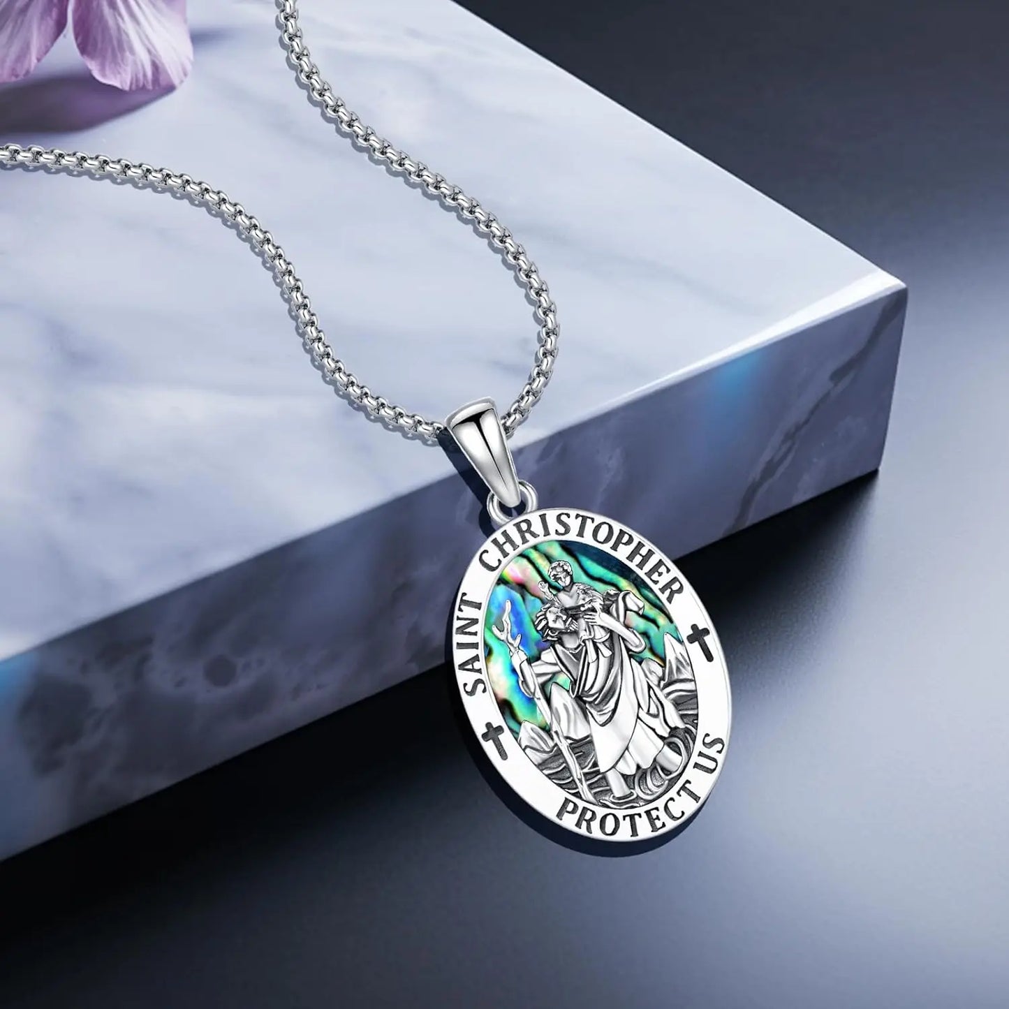Saint Christopher Necklace, Sterling Silver