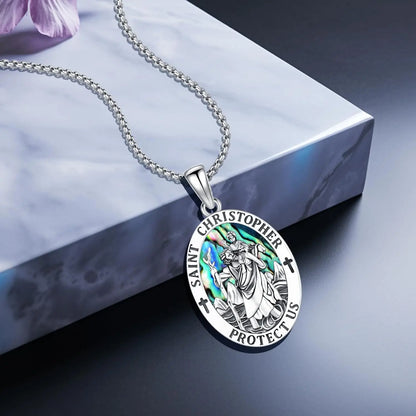 Saint Christopher Necklace, Sterling Silver