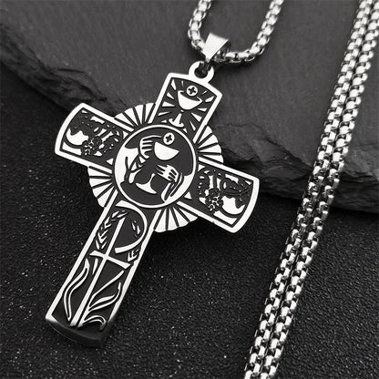 Christian Christ Cross Necklace Stainless Steel Chain Jewelry