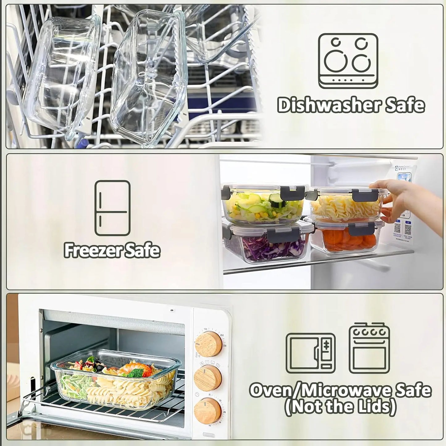 10-Pack Glass Containers with Lids