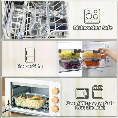 10-Pack Glass Containers with Lids