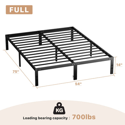 Basic Metal Platform Bed Frame Steel Slat Support 350LBS